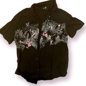 Emo goth skater summer stoner polo shirt